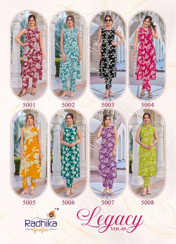 Radhika Lifestyle Legacy vol 5 catalog co ords stylish set for women