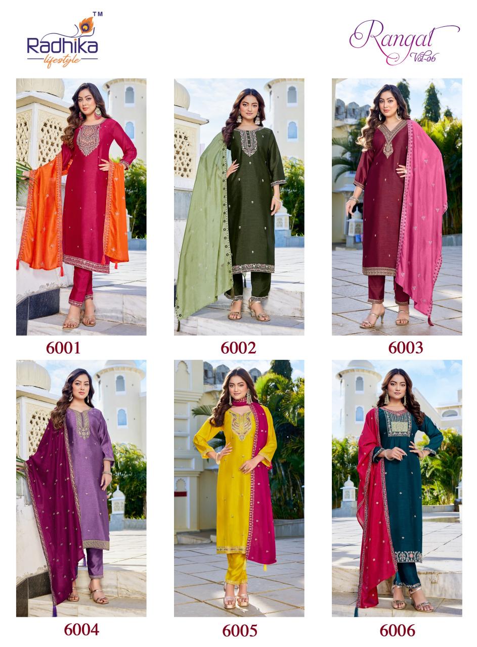 Radhika Lifestyle Rangat Vol 6 catalog kurti fabric wholesale