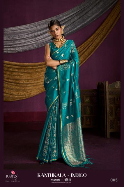 Rajtex Kanthkala Indigo catalog wholesale saree for business online
