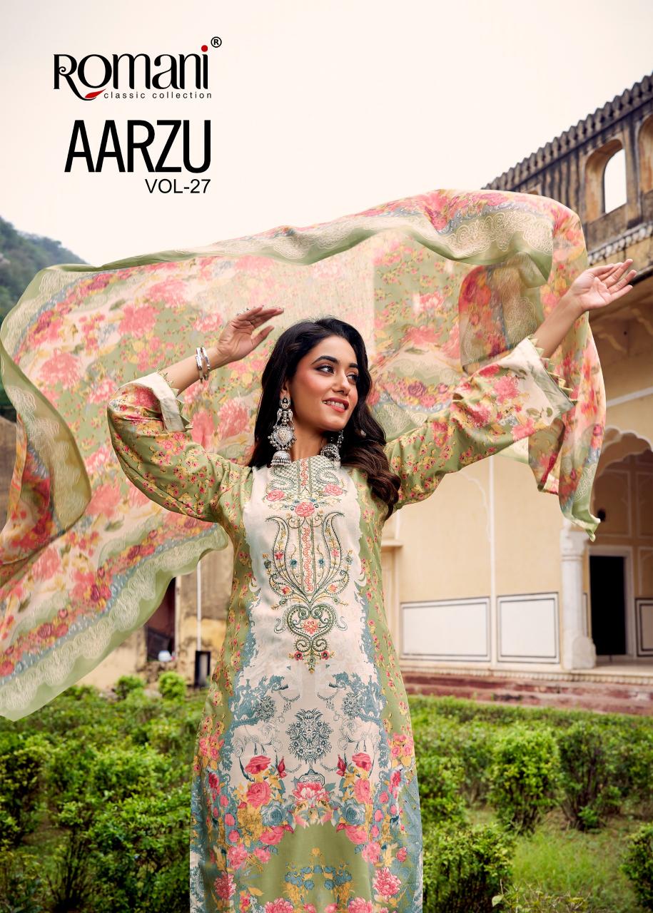 Romani Aarzu Vol 27 Catalog dress materials manufacturers in surat
