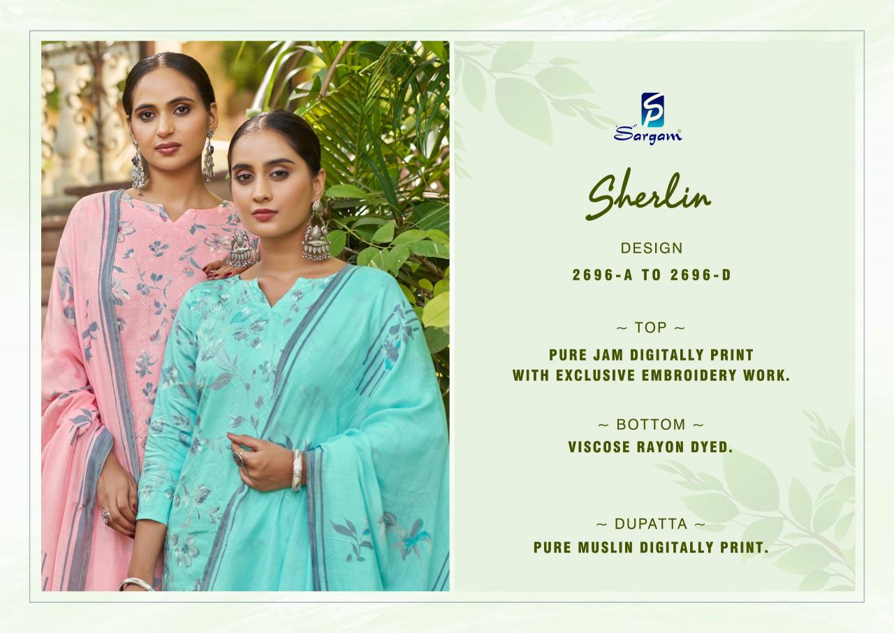 Sargam Sherlin catalog dress materials in surat with price