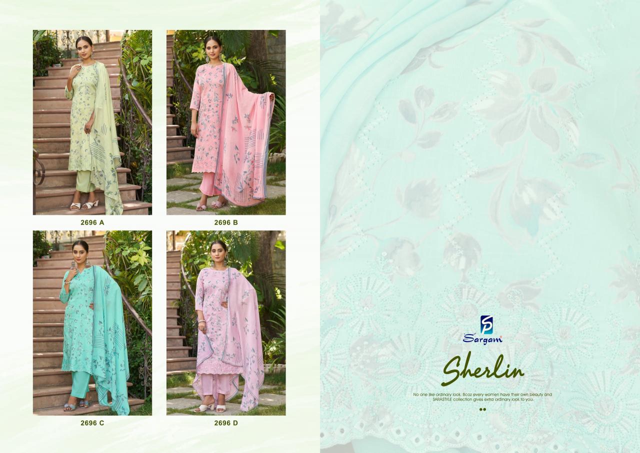 Sargam Sherlin catalog dress materials in surat with price