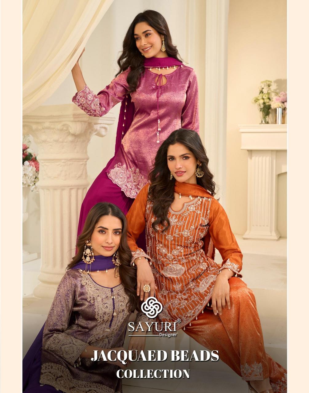 Sayuri Jacquard Beads catalog designer salwar kameez wholesalers india