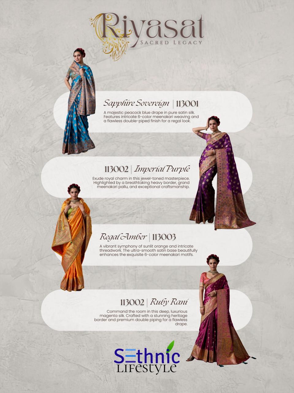 Sethnic Riyasat catalog designer saree wholesale