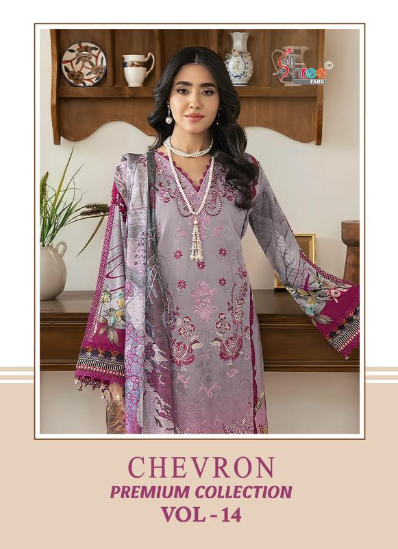 Shree Chevron Premium Collection Vol 14 Catalog Chiffon Dupatta wholesale pakistani suits in delhi