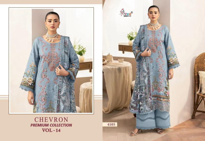 Shree Chevron Premium Collection Vol 14 Catalog Chiffon Dupatta wholesale pakistani suits in delhi