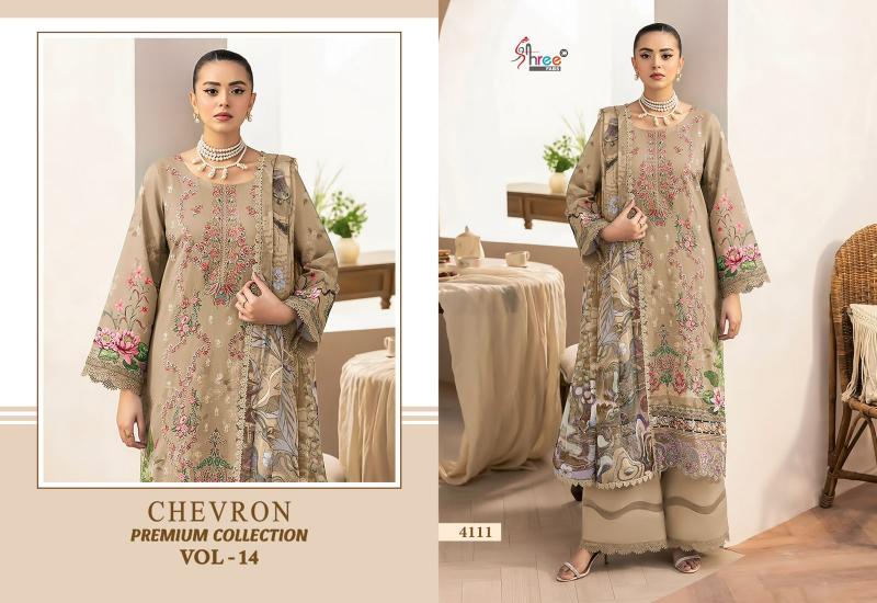 Shree Chevron Premium Collection Vol 14 Catalog Cotton Dupatta wholesale pakistani designer suits
