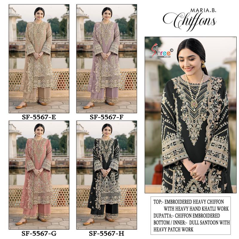 Shree Fabs 5567 E to H catalog surat pakistani suits wholesale