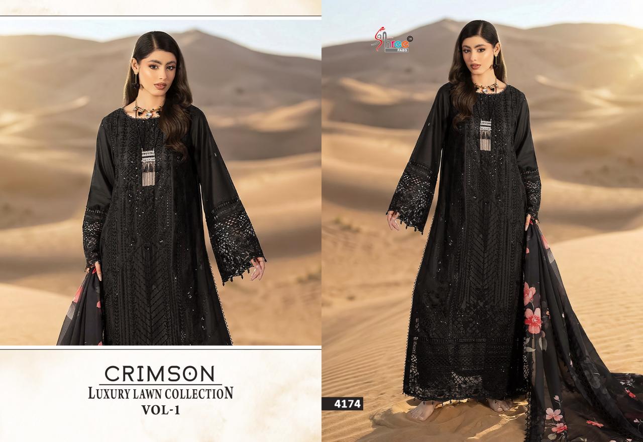 Shree fabs Crimson Luxury Lawn Collection Vol 1 catalog Cotton Dupatta surat wholesale pakistani suits