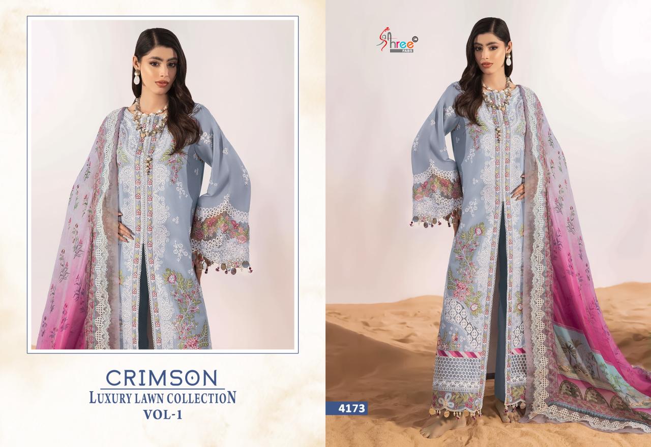 Shree fabs Crimson Luxury Lawn Collection Vol 1 catalog Cotton Dupatta surat wholesale pakistani suits