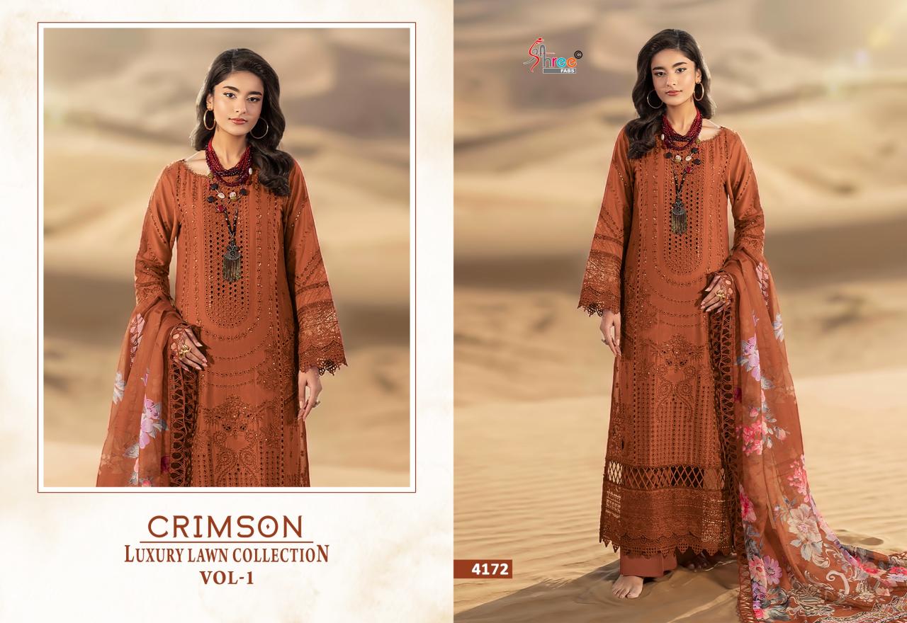 Shree fabs Crimson Luxury Lawn Collection Vol 1 catalog Cotton Dupatta surat wholesale pakistani suits