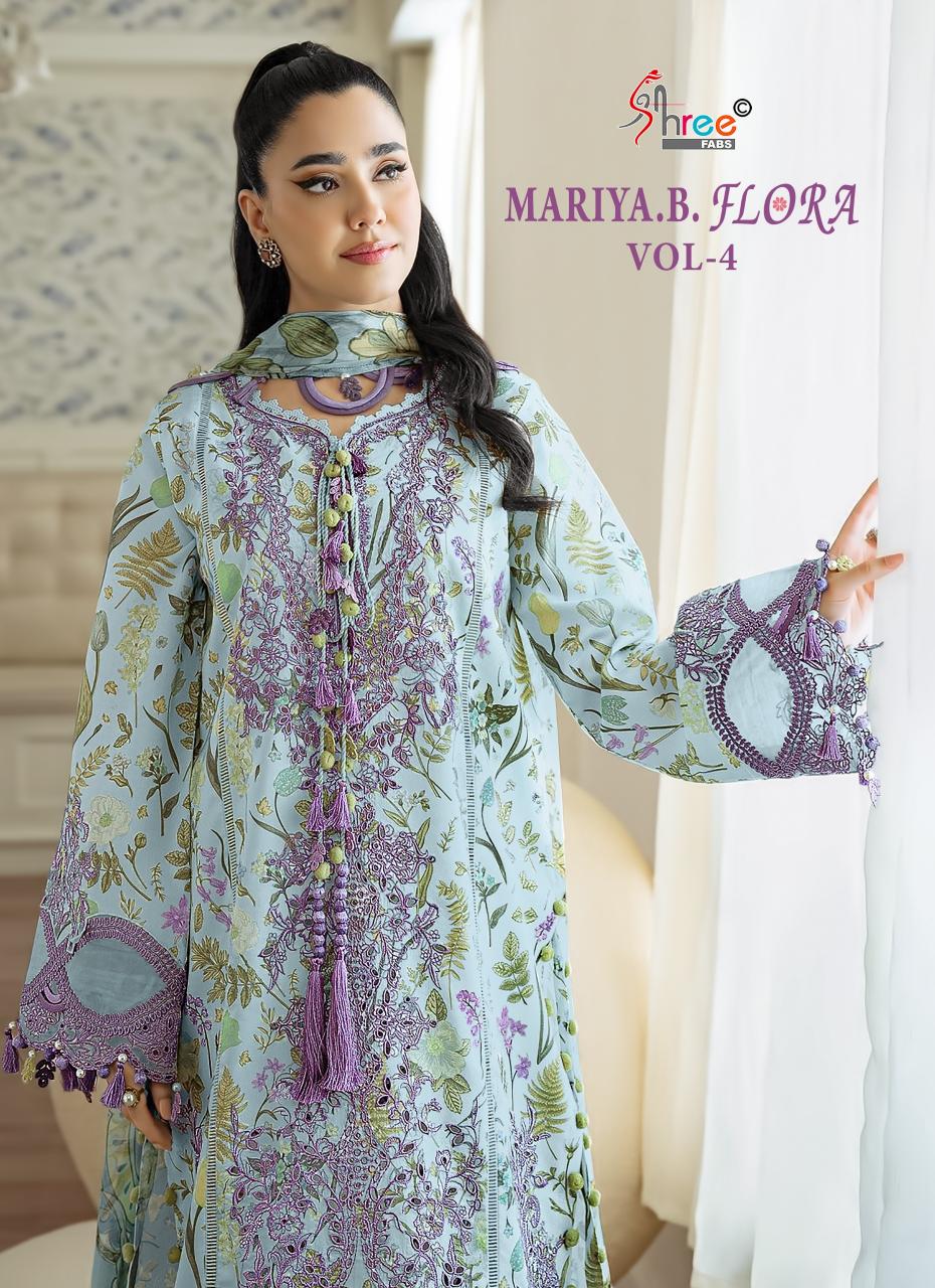 Shree Fabs Mariya B Flora vol 4 catalog Cotton Dupatta pakistani suits wholesalers in pakistan