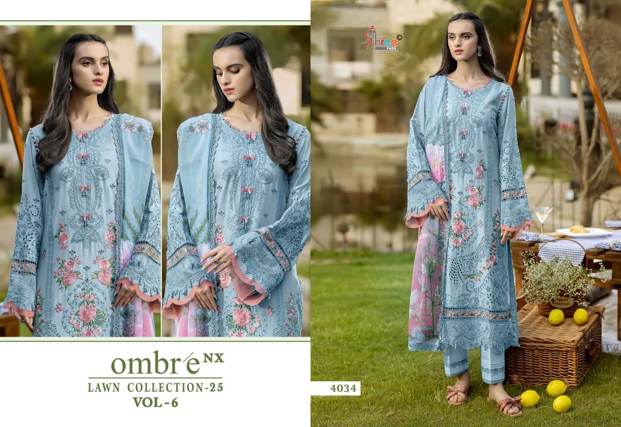 Shree fabs Ombre Lawn Collection 25 Vol 6 Nx catalog Chiffon Dupatta wholesale pakistani suits online india