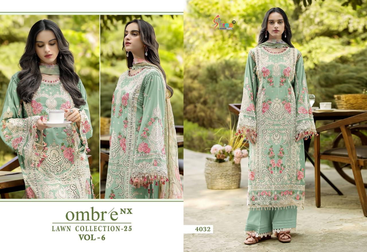 Shree fabs Ombre Lawn Collection 25 Vol 6 Nx catalog Chiffon Dupatta wholesale pakistani suits online india