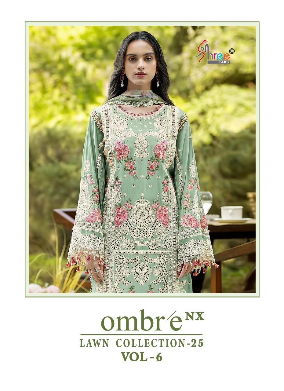 Shree fabs Ombre Lawn Collection 25 Vol 6 Nx catalog Chiffon Dupatta wholesale pakistani suits online india