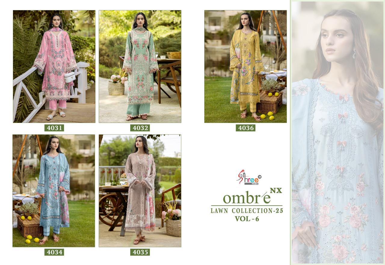 Shree fabs Ombre Lawn Collection 25 Vol 6 Nx catalog Cotton Dupatta wholesale pakistani suits materials