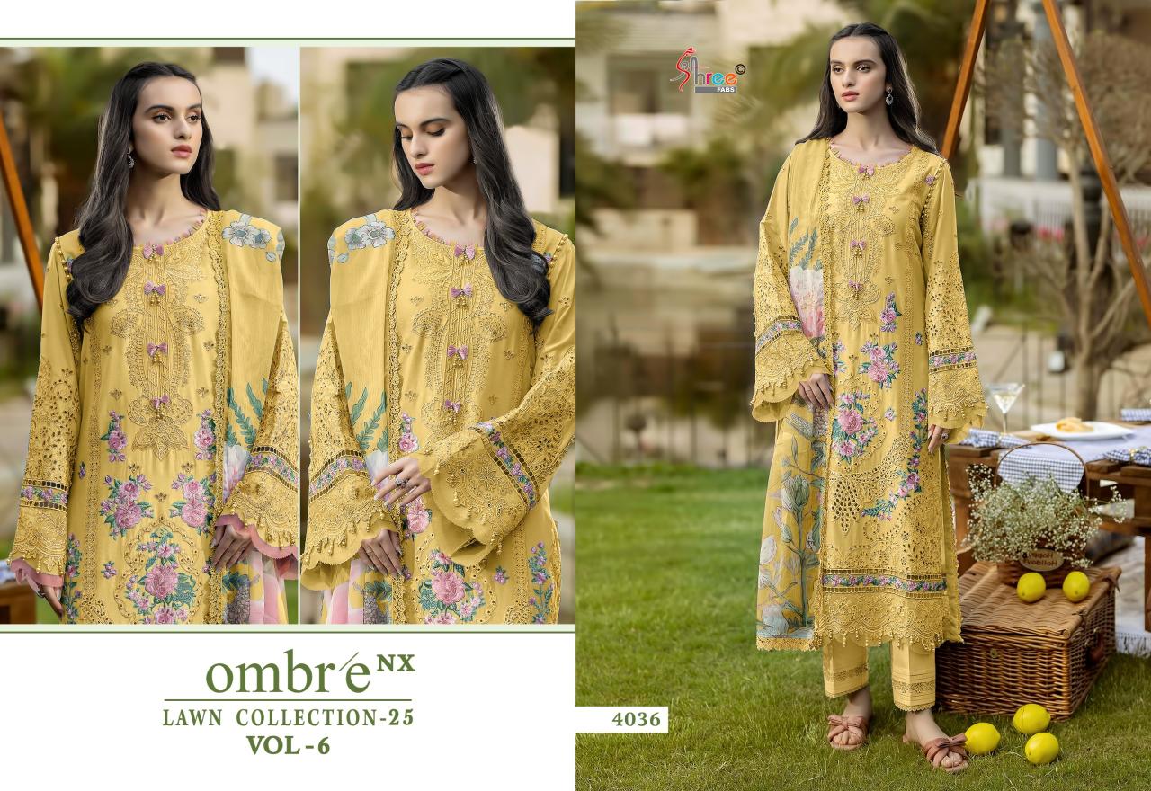 Shree fabs Ombre Lawn Collection 25 Vol 6 Nx catalog Cotton Dupatta wholesale pakistani suits materials