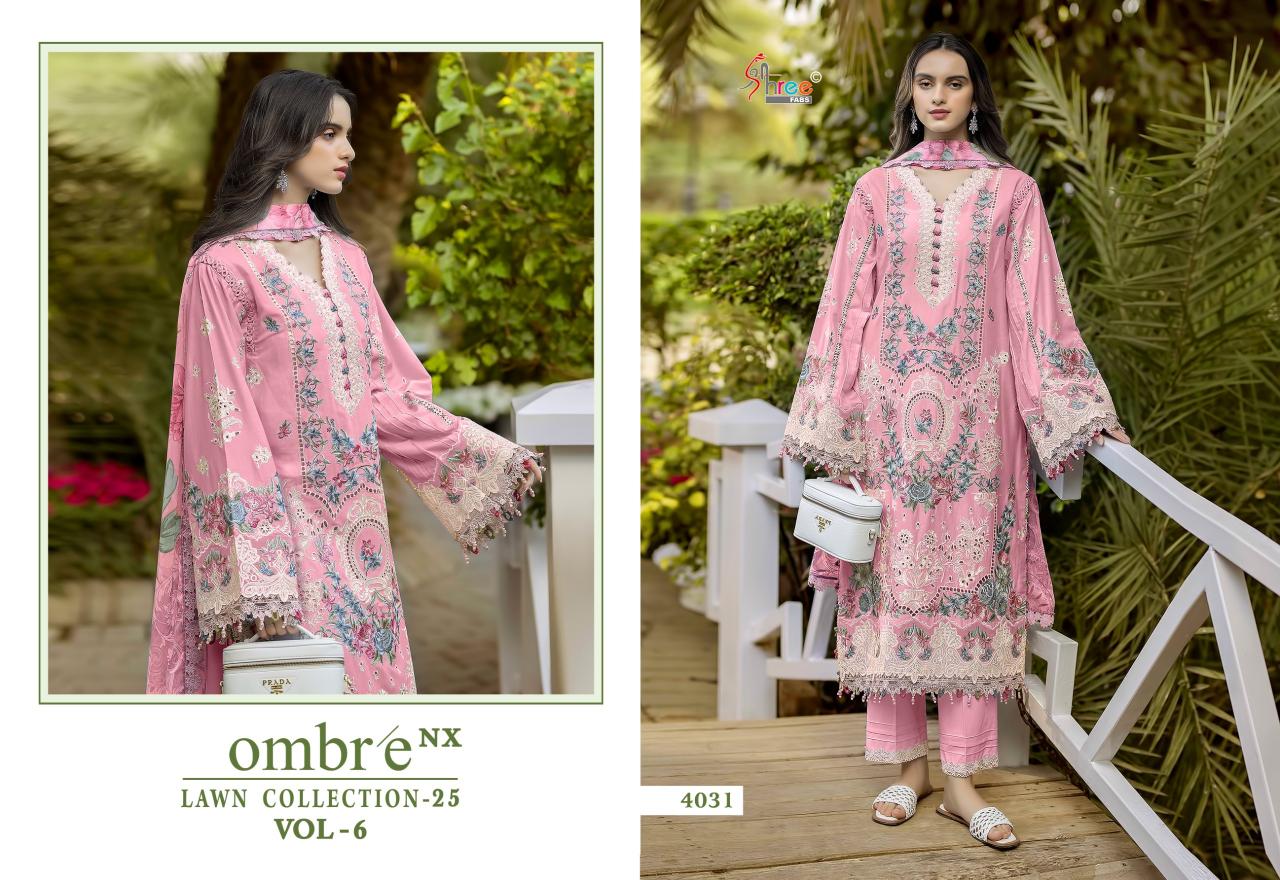Shree fabs Ombre Lawn Collection 25 Vol 6 Nx catalog Cotton Dupatta wholesale pakistani suits materials