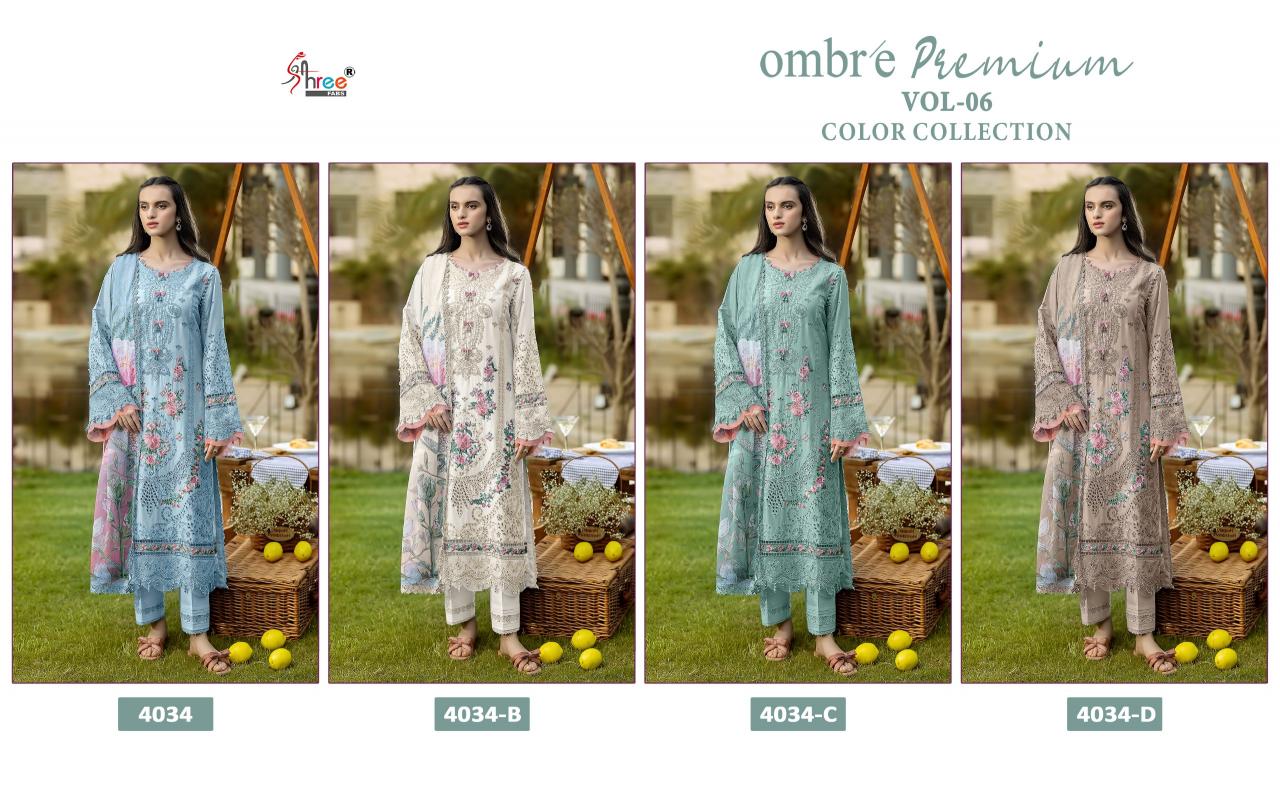 Shree fabs Ombre Lawn Collection Vol 6 catalog Chiffon Dupatta pakistani suits wholesale uk