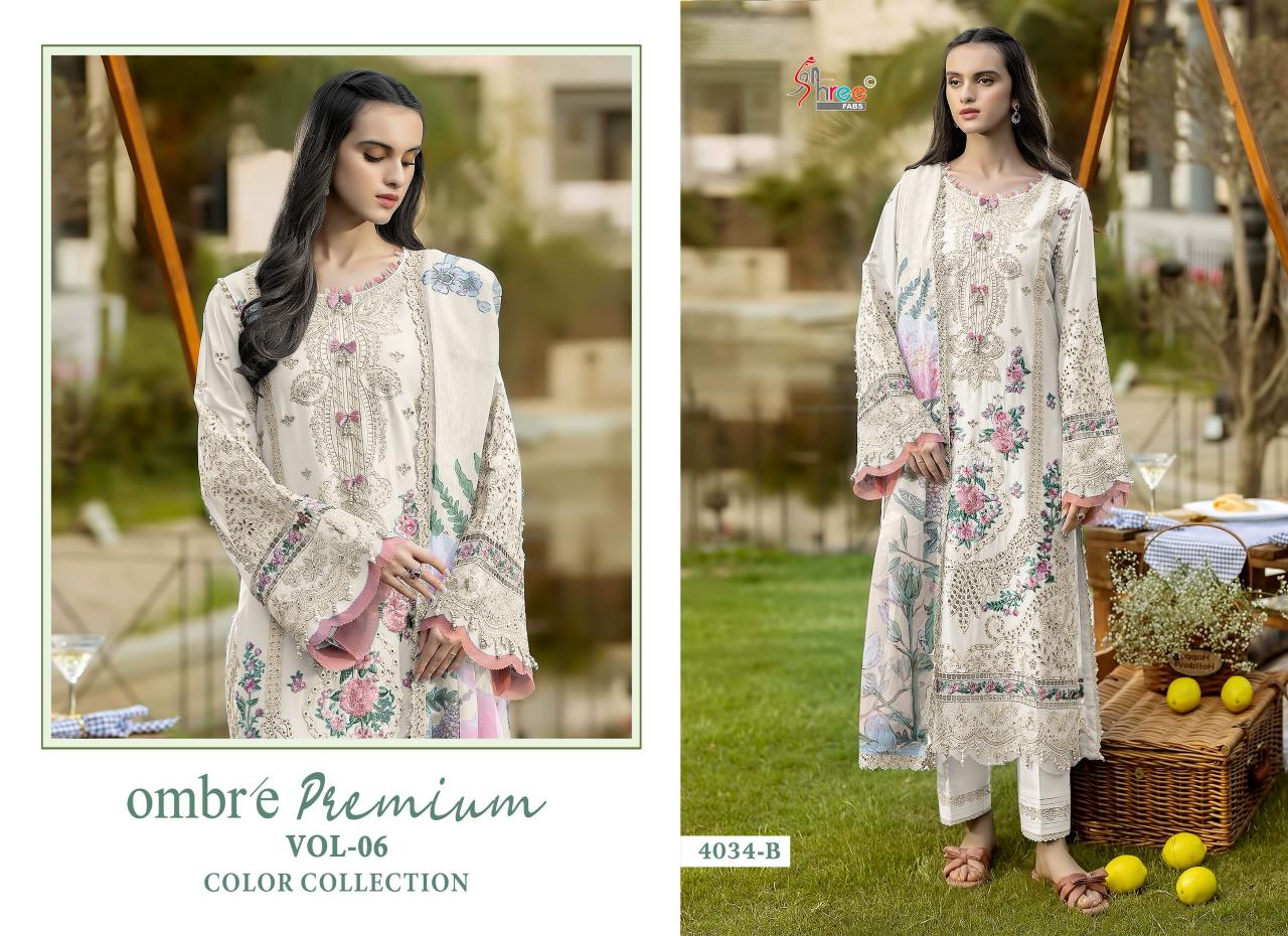 Shree fabs Ombre Lawn Collection Vol 6 catalog Chiffon Dupatta pakistani suits wholesale uk