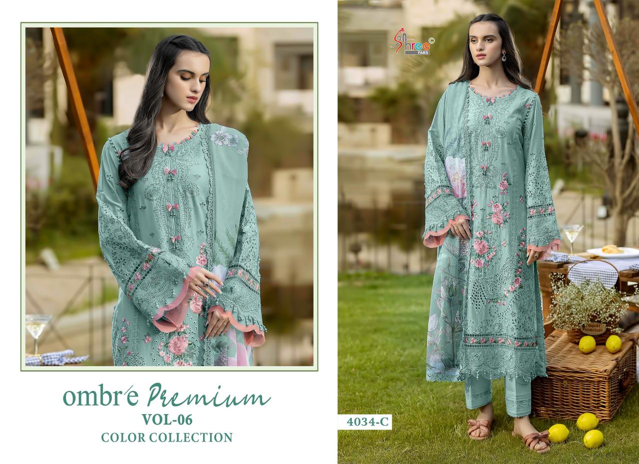 Shree fabs Ombre Lawn Collection Vol 6 catalog Chiffon Dupatta pakistani suits wholesale uk