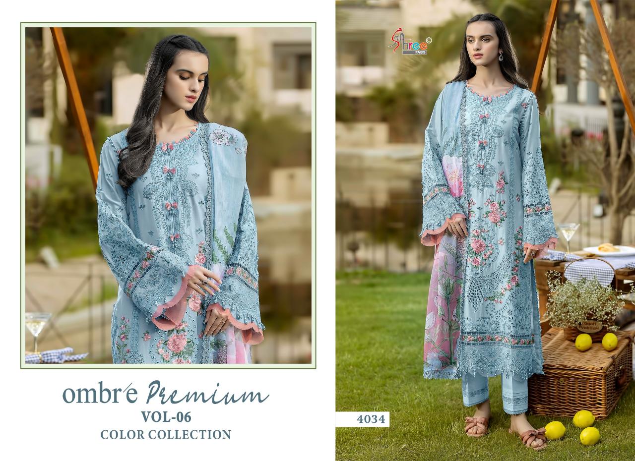 Shree fabs Ombre Lawn Collection Vol 6 catalog Chiffon Dupatta pakistani suits wholesale uk