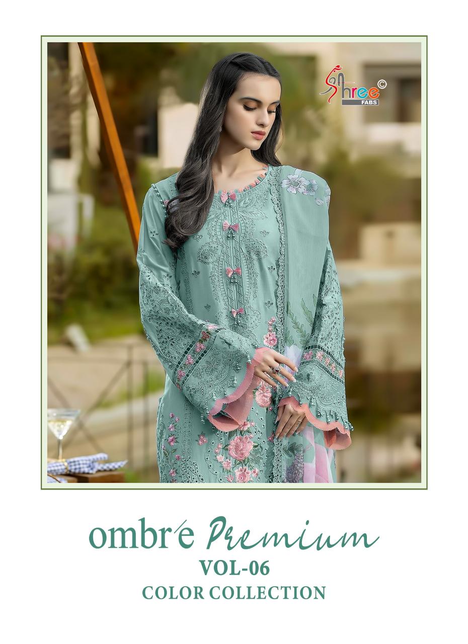 Shree fabs Ombre Lawn Collection Vol 6 catalog Chiffon Dupatta pakistani suits wholesale uk