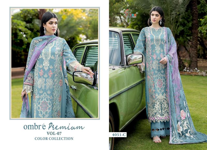 Shree fabs Ombre Lawn Collection Vol 7 D 4051 catalog Chiffon Dupatta pakistani designer suits wholesale uk