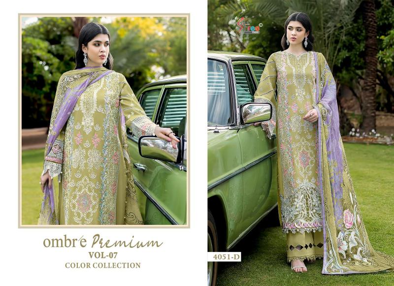 Shree fabs Ombre Lawn Collection Vol 7 D 4051 catalog Chiffon Dupatta pakistani designer suits wholesale uk