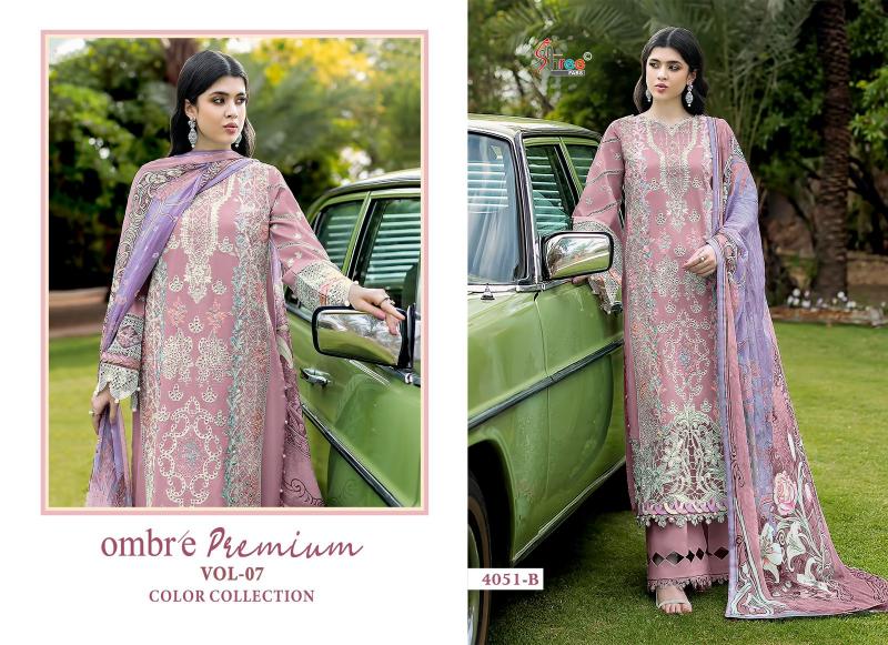 Shree fabs Ombre Lawn Collection Vol 7 D 4051 catalog Chiffon Dupatta pakistani designer suits wholesale uk