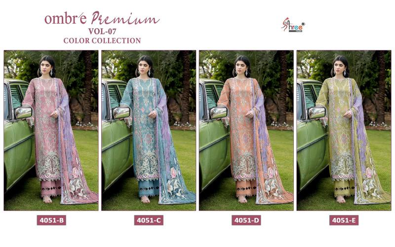 Shree fabs Ombre Lawn Collection Vol 7 D 4051 catalog Chiffon Dupatta pakistani designer suits wholesale uk