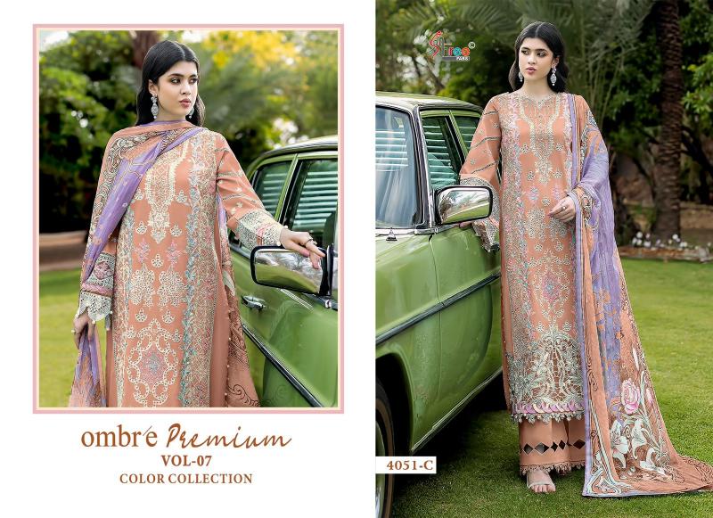Shree fabs Ombre Lawn Collection Vol 7 D 4051 catalog Chiffon Dupatta pakistani designer suits wholesale uk