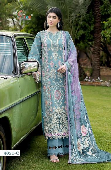 Shree fabs Ombre Lawn Collection Vol 7 D 4051 catalog Chiffon Dupatta pakistani designer suits wholesale uk