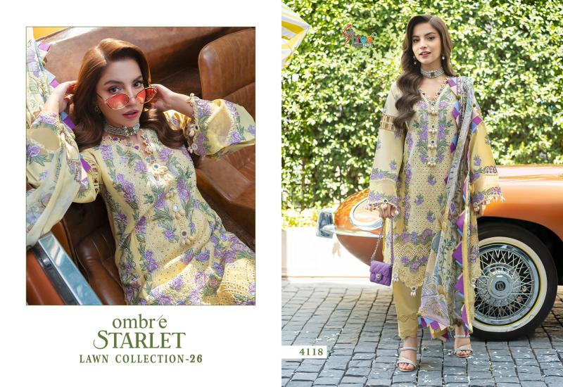 Shree fabs Ombre Starlet Lawn Collection 26 catalog Chiffon Dupatta fashid wholesale pakistani suit