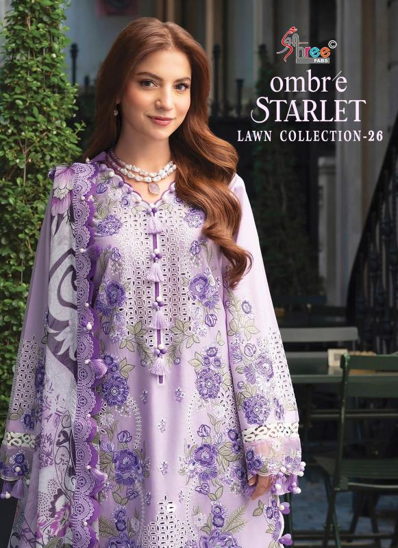 Shree fabs Ombre Starlet Lawn Collection 26 catalog Chiffon Dupatta fashid wholesale pakistani suit