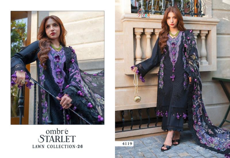 Shree fabs Ombre Starlet Lawn Collection 26 catalog Chiffon Dupatta fashid wholesale pakistani suit