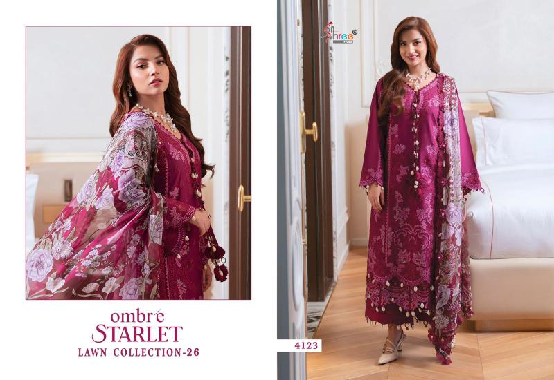 Shree fabs Ombre Starlet Lawn Collection 26 catalog Chiffon Dupatta fashid wholesale pakistani suit