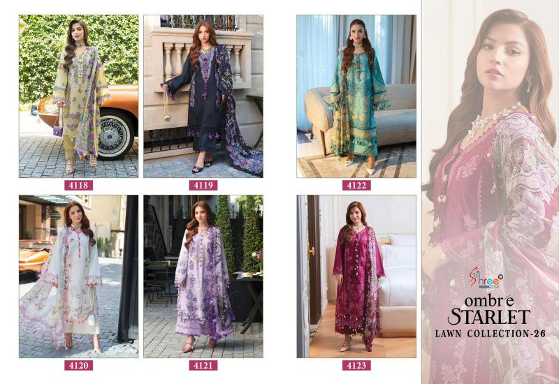 Shree fabs Ombre Starlet Lawn Collection 26 catalog Chiffon Dupatta fashid wholesale pakistani suit