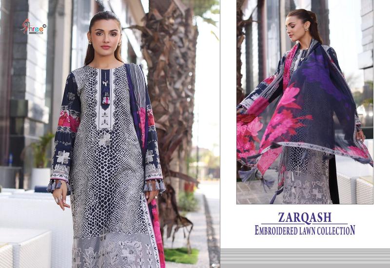 Shree fabs Zarqash catalog Cotton Dupatta pakistani suits replica wholesale
