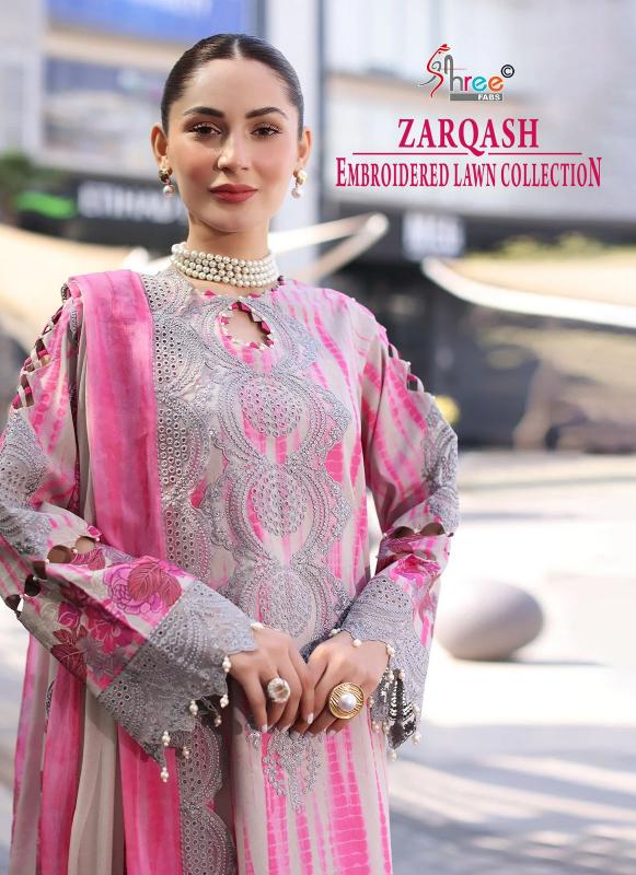 Shree fabs Zarqash catalog Cotton Dupatta pakistani suits replica wholesale