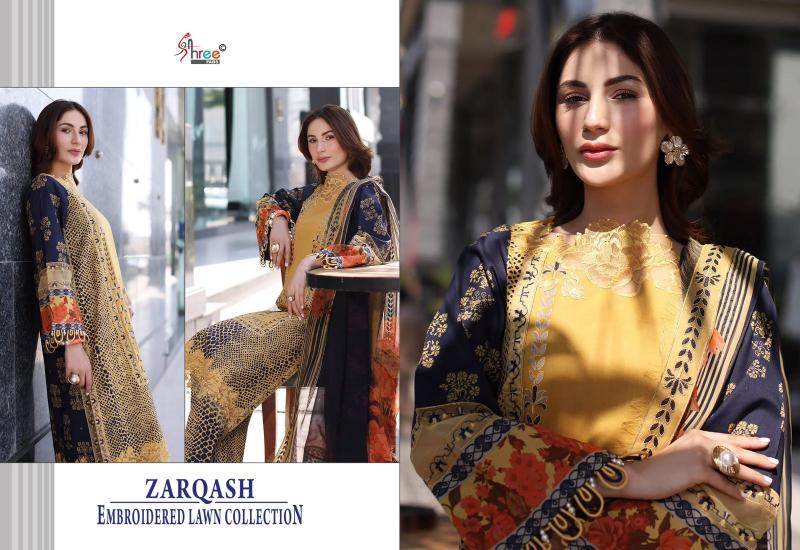 Shree fabs Zarqash catalog Cotton Dupatta pakistani suits replica wholesale