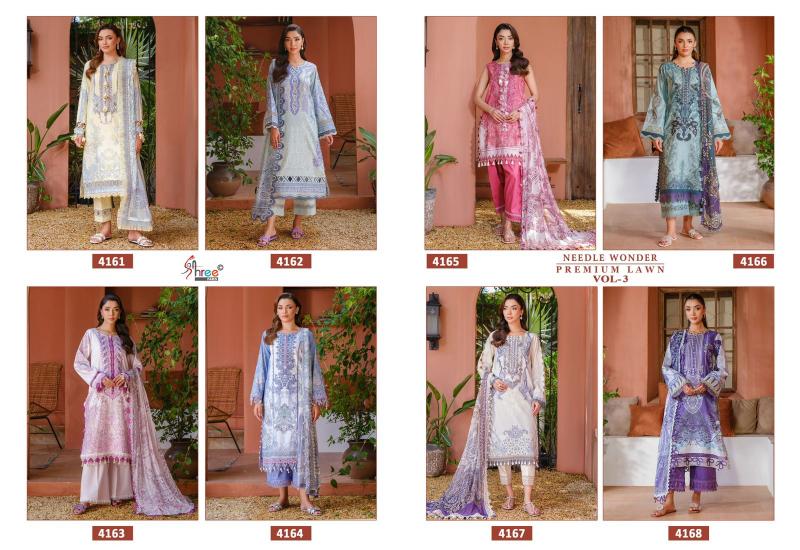 Shree Needle wonder premium lawn vol 3 Catalog Chiffon Duppatta wholesale pakistani suits
