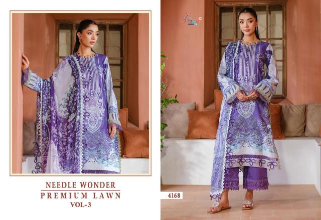 Shree Needle wonder premium lawn vol 3 Catalog Chiffon Duppatta wholesale pakistani suits