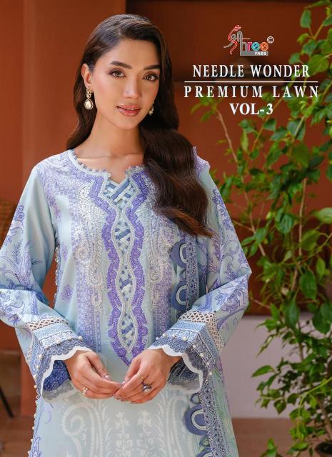 Shree Needle wonder premium lawn vol 3 Catalog Chiffon Duppatta wholesale pakistani suits