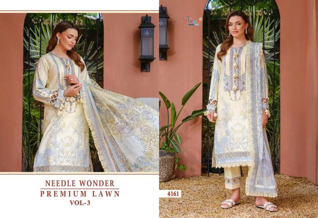 Shree Needle wonder premium lawn vol 3 Catalog Chiffon Duppatta wholesale pakistani suits