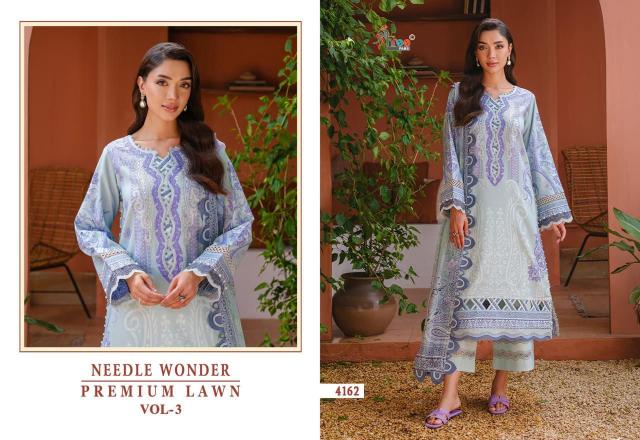 Shree Needle wonder premium lawn vol 3 Catalog Chiffon Duppatta wholesale pakistani suits