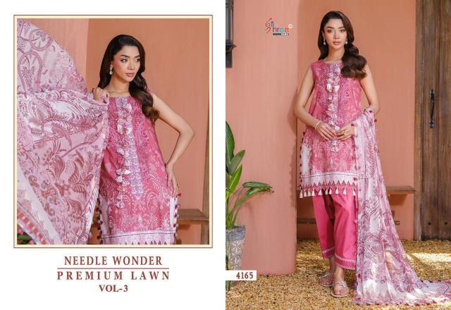 Shree Needle wonder premium lawn vol 3 Catalog Chiffon Duppatta wholesale pakistani suits