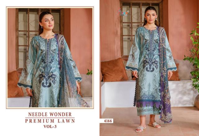 Shree Needle wonder premium lawn vol 3 Catalog Chiffon Duppatta wholesale pakistani suits