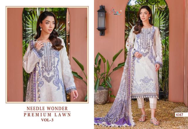 Shree Needle wonder premium lawn vol 3 Catalog Chiffon Duppatta wholesale pakistani suits