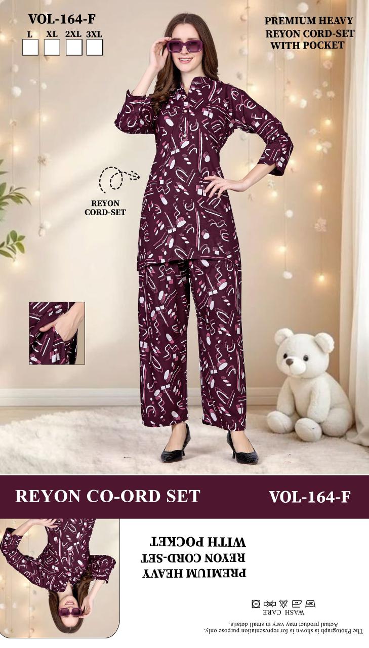 Summer Special VOL.Co-Ord Set JC- 164 F catalog night dress surat wholesaler in mumbai